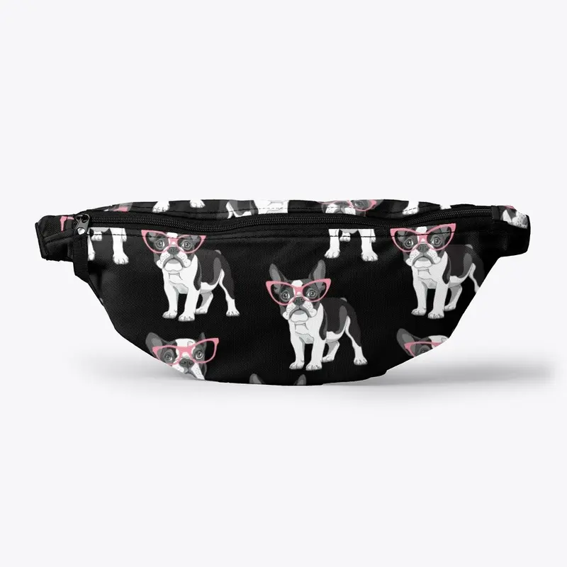 Frenchie Pink Glasses Face Mask